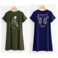 Long T-Shirts for Girls And Women's Loose Fit Crew Neck Short Sleeve Casual Top Shirt. 