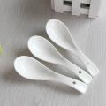 6 Pcs  Ceramic Soup Spoons set- Table Spoons for Soup and Rice - Deep Oval Hole - White Color -High Quality Ceramic Spoon's - With Hanging Hole - Microwave Safe Soup Spoon's-. 