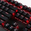 "LESHP Mechanical Gaming Keyboard: 2.4GHz USB Backlit, Striking Red LED Colors, 104 Keys, No Driver Required – Unleash Precision and Style in Black!". 