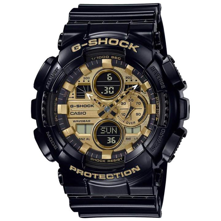 Casio G Shock Gold Color Dial Analog Digital Led Light World Time Multi Function Black Resin Band Watch GA 140GB 1A1DR Daraz.pk