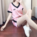 2023新款夏休闲套装韩版时尚宽松显瘦短裤跑步运动两件套女. 