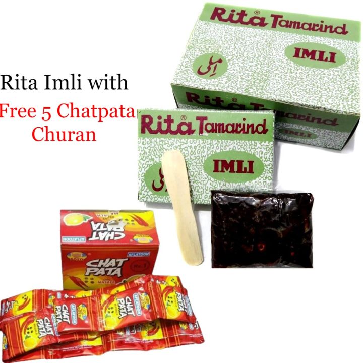 Pack of 6 Rita Imli with Free 5 Chatpata Chooran / Khatti Meethi Imli with Churan Childhood Snacks Rita Tamarind Imli Chat Pata Churan
