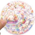 10/50PCS Rainbow Bunny Rabbit Cartoon Cute Stickers Aesthetic Decals for Bike Bottle Suitcase Scrapbooking Children Gift Sticker. 