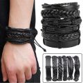 Pack Of 6 - European Quality Leather Bracelet For Men and Boys-Colours collection. 