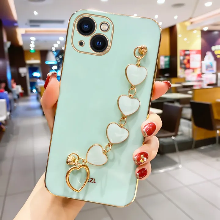 COROGI%20for%20iPhone%2013%20Mini%20Back%20Cover%20with%20Love%20Heart%20Bracelet%20Luxury%206D%20Plating%20Frame%20Shiny%20Chain%20Cases%20Soft%20Silicone%20Square%20Protective%20Mobile%20Phone%20Case%20for%20Girls%20Boy%20-%20Image%202