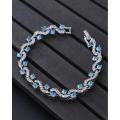 Luxury Silver Crystal Bracelet Rhinestone Charm Women Jewelry  - Party - Blue Cib01. 