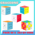 Rubik Cube,  Pack of 5 Rubik Cube 3x 3QiYi, Original Rubik Cube 3x3 Sticker less, Fast Speedy Magic Rubik Cube, Scramble Cube. 