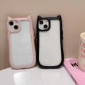 100% Quality+COD Cute Kawaii Cat Ears Transparent Phone Case for iPhone 15 14 13 12 Pro Max Shockproof Back Cover for Girl Gift. 