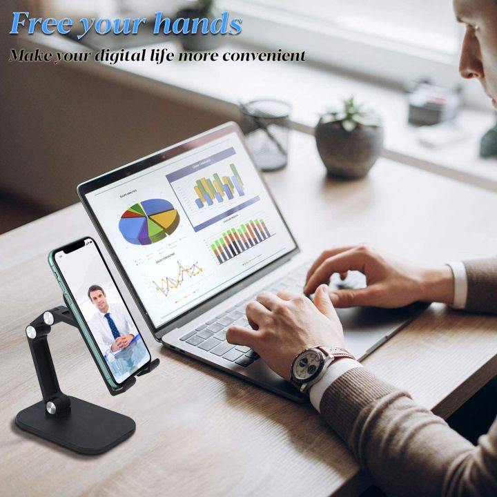 Adjustable%20Cell%20Phone%20Stand%20Angle%20Height%20Adjustable%20Foldable%20Phone%20Holder%20For%20Desk%20Anti-Slip%20Silicone%20Pad%20For%20Tablet%20Stand%20-%20Black%20-%20Image%207