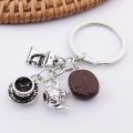1pcs Creative Coffee cook Keychain coffee cup portable coffee machine Tea pot key chains afternoon dessert Accessories Gift. 
