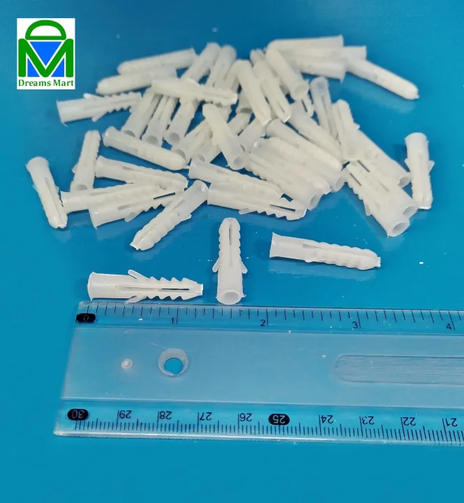 DreamsMart%20Pack%20of%2020pcs%20No#12%20/%2016%20White%20Plastic%20Wall%20Plugs%20Gitti%20Roll%20Rawal%20Plugs%20Wood%20Concrete%20Screw%20Flat%20Nails%20Plugs%20-%20Image%203