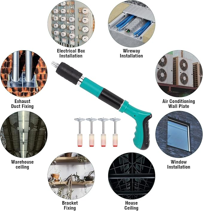 Manual Steel Nail Gun Tool, Concrete Nail Gun, Portable Mini Nail Shooting Machine with 20 Nails, Nail Wall Fixing Tool for Cement Walls, Household Wood working