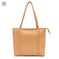 Eliza Black Long Handle Golden Accessories Top Zipper Tote Bag. 