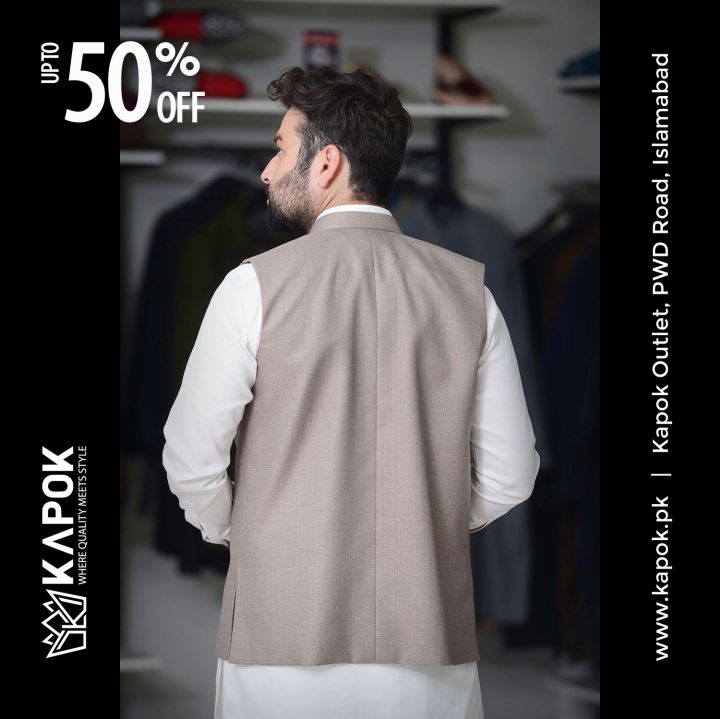 Kapok%20Khaki%20Check%20Waistcoat%20for%20Men%20-%20Image%204