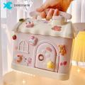 DENOSWIM 2023 New Kawaii House Piggy Bank With 3D Sticker Cartoon Coin Code Key Lock Automatic Cash Coin Saving Box Cute Square Money Boxes with Lock and Key Decoration for Kids Girl Gift. 