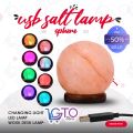 Sphere 7 Color Changing USB Himalayan Salt Lamp for Home Decoration, Night Light, Work Desk Lamp, Salt lamp bulb, Rock salt lamp, Asthma and Allergy Patients to Clean Room Atmosphere - GTO store. 