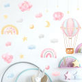 Cartoon Rainbow Cloud Hot Air Balloon wall sticker girl child room Bedroom. 