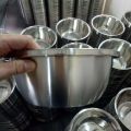 Unique Stainless steel bowls in 3 sizes small 20cm, medium 22cm, large 26cm. 