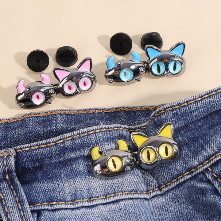 1/3Pair Little Monster Eye Shaped Adjustable Jean Button Waist Buckle Snap Pants Buckle Extender Replacement Jeans Button Pins