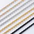 Width 2/3/4/5/6mm 316L Stainless Steel Gold Color Twisted Rope Chain Necklace For Men's and Women's Jewelry wholesale. 