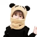 Winter Wool Cap with neck warmer for Kids |Panda caps for kids winter | Baby Set Velvet Cartoon Panda Rabbit Baby Head Cover Warm Neck Collar Kids. 