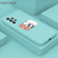 Hontinga for Samsung Galaxy A52S 5G Case Cartoon We Bare Bears Panda Grizzly Phone Case Square Edge Pattern Liquid Silicone Cases Full Cover Camera Case. 