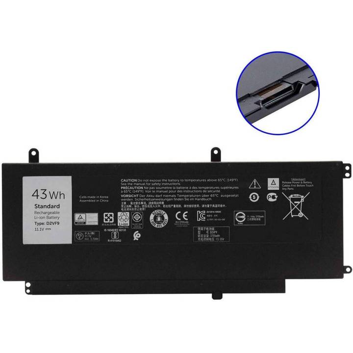 Laptop Battery   4   Cell 11.1V 43wh   Vostro 14 5000 Series  TYPE -  D2VF9 0PXR51 PXR51 0YGR2V      - Black