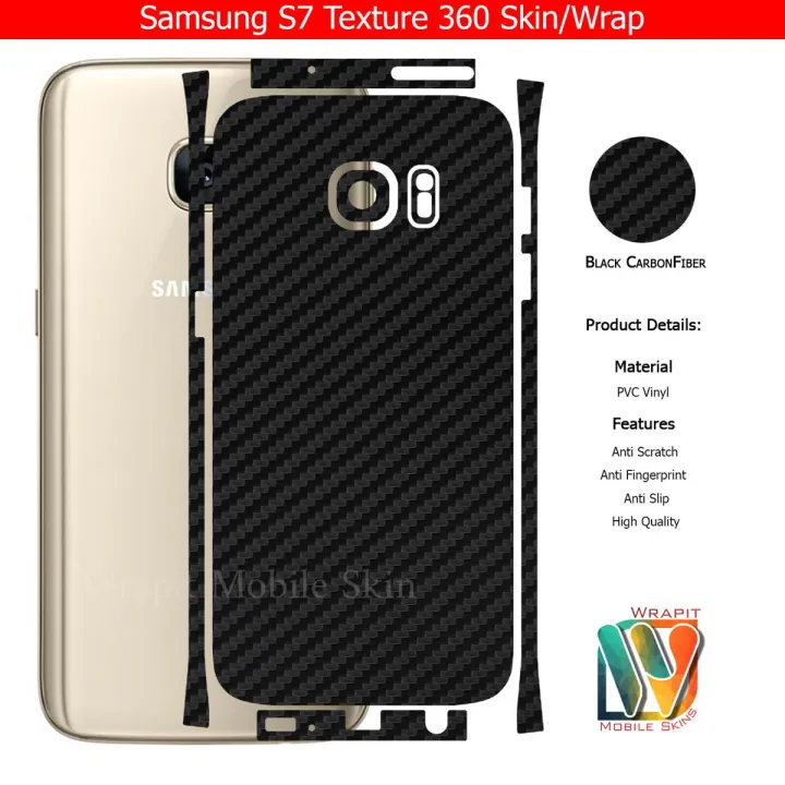 Samsung Galaxy S7 Skin/Wrap 360 Protection Carbon fiber/ Matte/ Transparent/ Leather Back And Sides Included Camera Skin