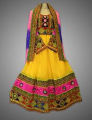 Traditional Yellow Afghani Dress – Hand-Embroidered Mirror Work, Sizes 13-27. 