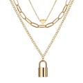Zovoli Layered Chain Lock Portrait Pendants Necklaces For Women Gold Metal Key Heart Necklace Set Jewelry. 