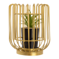 Royal Cage Metal Pot, Home Miniature Ornament, Iron Exquisite Home Decor, Decorative Metal Stand, Metal Cage with Artificial Cactus, Luxurious And Atmospheric Nordic Style Desktop Artificial Potted Plant Decoration, Handmade, Suitable For Table Decoration. 
