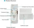 Smart Touch Automatic Toothpaste Squeezer with Hanging Toothbrush Holder – Sleek Blue Wall Mounted Bathroom Set. 