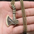 Double Rune Wolf And Raven Slavic Amulets Talismans Viking Odin Handle Axe Necklaces Pendants Norse Vikings Jewelry. 