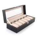 6/10/12 Slot Black PU Leather Watch Storage Box. 