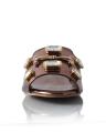 Bronze Faux Leather Slippers For Women. 