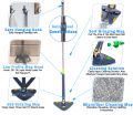 360 Triangle Cleaning Mop - Rotating Microfiber Hands Free Twisting Wringing & Drying Flat Floor Mop Head For Wet or Dry Floor Cleaning, Ceiling, Window, and Wall. 