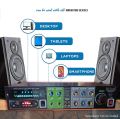 Powerful Bluetooth Stereo Amplifier with Digital Echo Light Effect and Dual Mic Support for 8 to 12 Inch Speakers. 