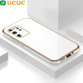 UCUC for Samsung S20 Ultra Back Cover + Free Lanyard Luxury 6D Plating Case Side Pattern Soft Silicone Square Phone Cases. 