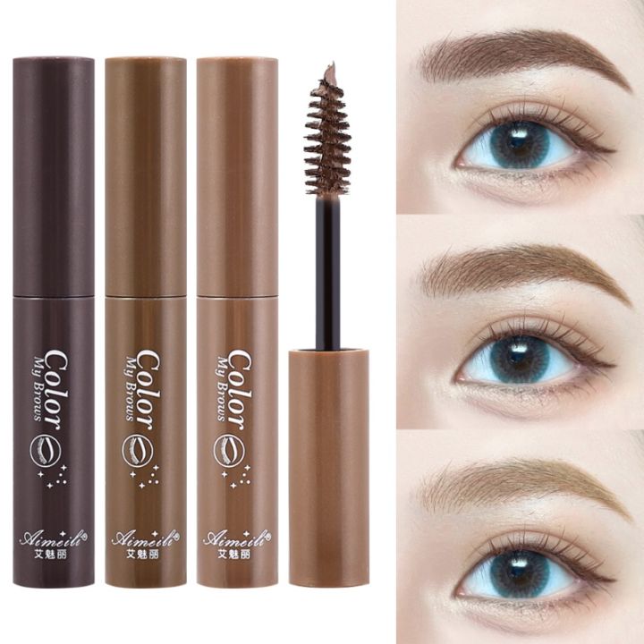 【Limited-time offer】 Aimeili 3 Colors Natural Long Lasting Waterproof Eyebrow Mascara Cream Eye Brow Shadow Makeup Beauty Comstic Tools with Brush Dye Eyebrow Gel
