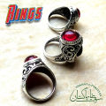 Turkish Stylish Stone Ring | Silver Red Nug Ring | Turkish Design Rings For Men and Boys Fashion | SoghatePakistan. 