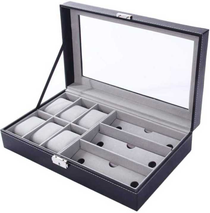 DecorZone%206%20Grids%20Watch%20and%203%20sunglasses%20Box%20PU%20Leather%20Watch%20Case%20Holder%20Organizer%20Storage%20Box%20for%20Quartz%20Watches%20Display%20Best%20Gift%20-%20Image%204