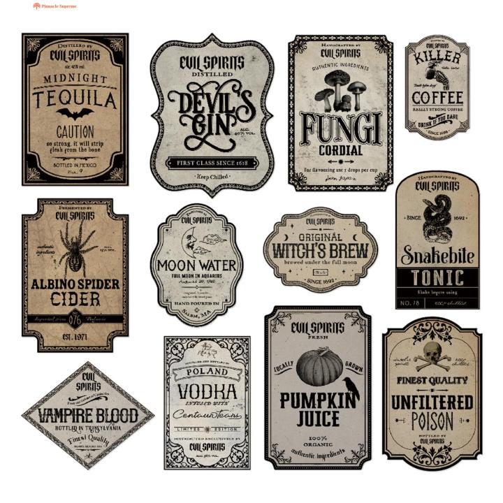 Halloween Wine Bottle Labels Spooky Halloween Bottle Labels Waterproof ...