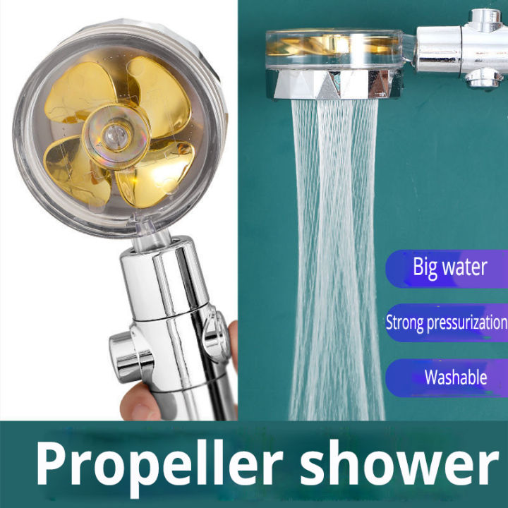 Original Polished Chrome Shower Head Box Packed- Hydro Jet Vortex Shower Head Filter Turbo Spa Handheld 360° Power Propeller Fan Cleaner For High pressure Hydro Jet Water