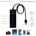 USB 3.0 Hub 4 Ports High Speed usb 3.0 port Hub Splitter Fast Data Transfer USB Hub Extender Extension Connector Compatible Windows PC / Mac / Surface Pro / Laptop / Printer / Mobile HDD / LED Light USB HUB. 