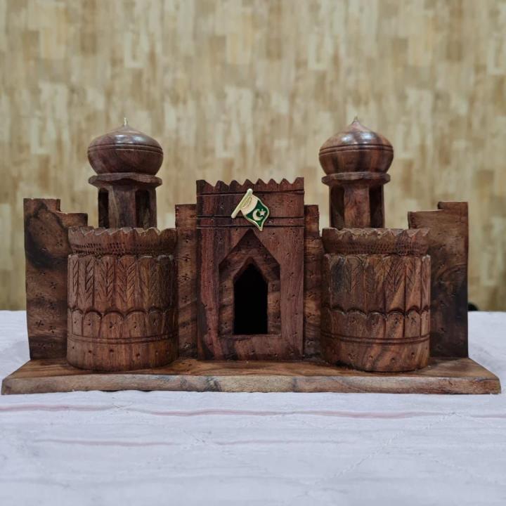 Shahi Qila Wooden Sculpture, Gorgeous Statue of Shahi Qila, Handmade Wooden Home Decor.