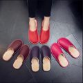 Black Hawk: Premium Quality Leather Autumn and Winter Household Slippers Home Indoor Thick Bottom Non-slip Waterproof Warm Home Slippers, House Slipper For Men and Women. 
