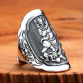 [ New ] Imitation Thai Silver Retro Ethnic Style Voldemort Zhong Kui Distressed Man's Ring Personality Trend Lucky Men Open Ended Ring. 