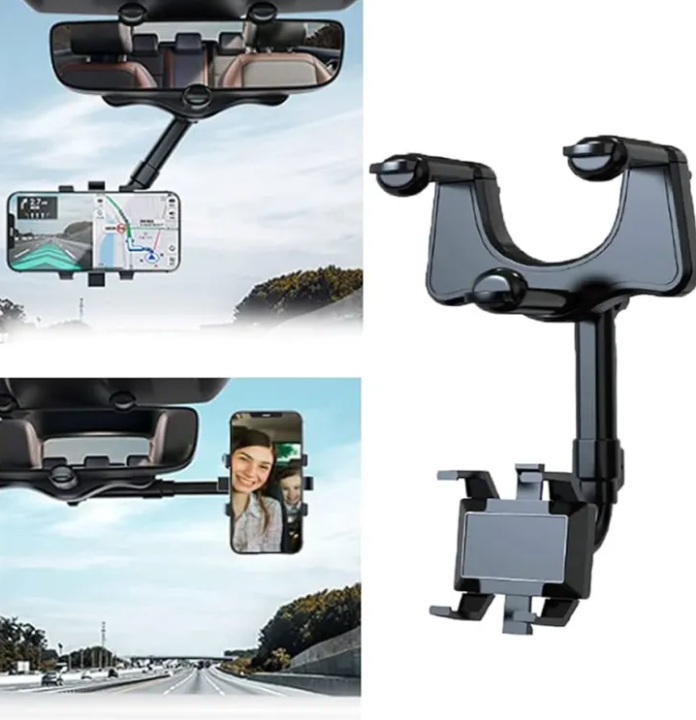 Car Mobile Phone Holder Rotatable Adjustable Car Rear View Mirror Phone Holder Stand Universal GPS Mounts Hanging Bracket Car Phone Holders