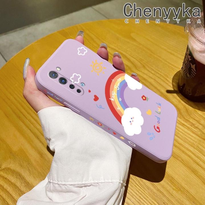 chenyyka For OPPO Find X2 Lite Reno 3 Pro 5G Find X2 Neo Case Lovely Rainbow Pattern Square Creative Soft Silicone Edge Pattern Phone Case Full Cover Lens Camera Protection Cases Shockproof Phone Cover