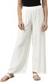 (WHITE) 100% Pure & Soft Viscos Rayon Palazzo  for Women Relaxed Bottom Adult Pajama Pants Viscose Palazzo Pants Regular Fit Flared Palazoo Pants Daily Use Stylish Plain Plazoo Trendz Cotton Viscose Loose Fit Flared Wide Leg Palazzo Plazo - (Free Size). 